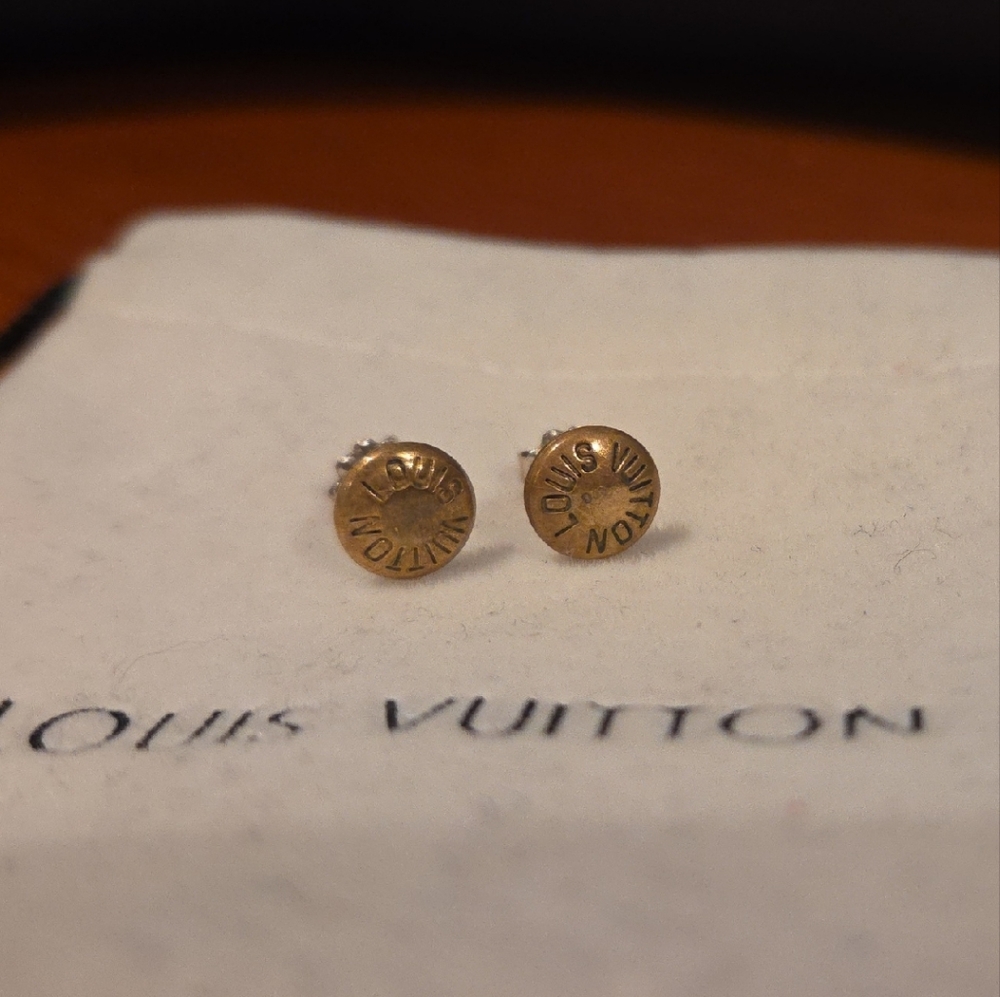 Spark*l Louis Vuitton Gold Logo Earrings
